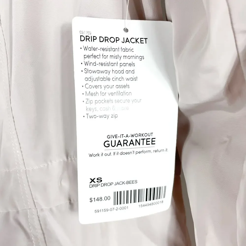 Athleta Drip Drop Jacket Pink Full Zip Hooded Water Repellent Rain Coat‎ Sz XS - Picture 8 of 11